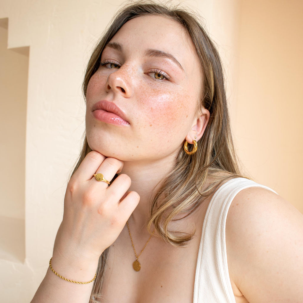 Bague couleur or en acier inoxydable