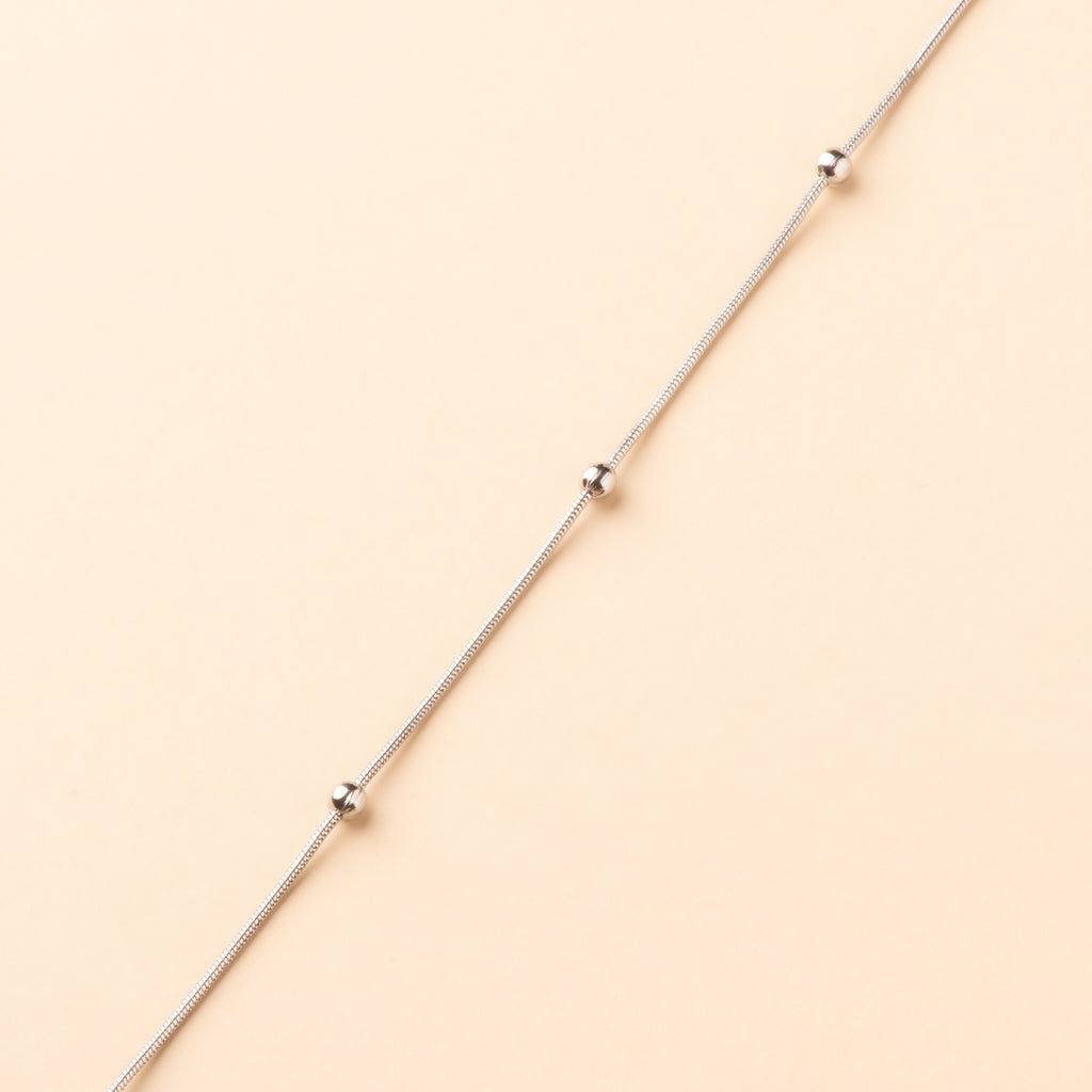 Collier avec billes argent en acier inoxydable