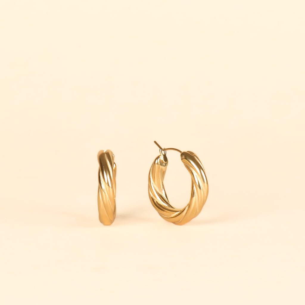 Boucles d'oreilles torsadées en acier inoxydable résistante à l'eau