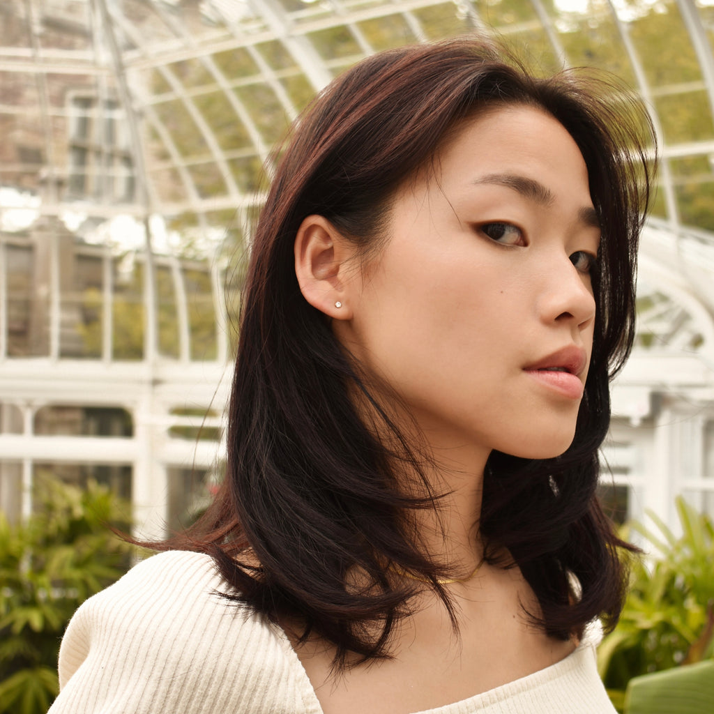 Boucles d'oreilles fixe avec zircon cubique blanc