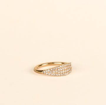 Bague or avec zircons blanc