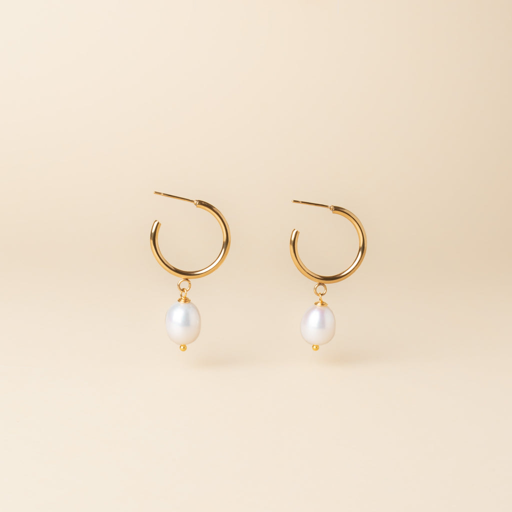 Boucles d'oreilles Eleonore en acier inoxydable avec perles