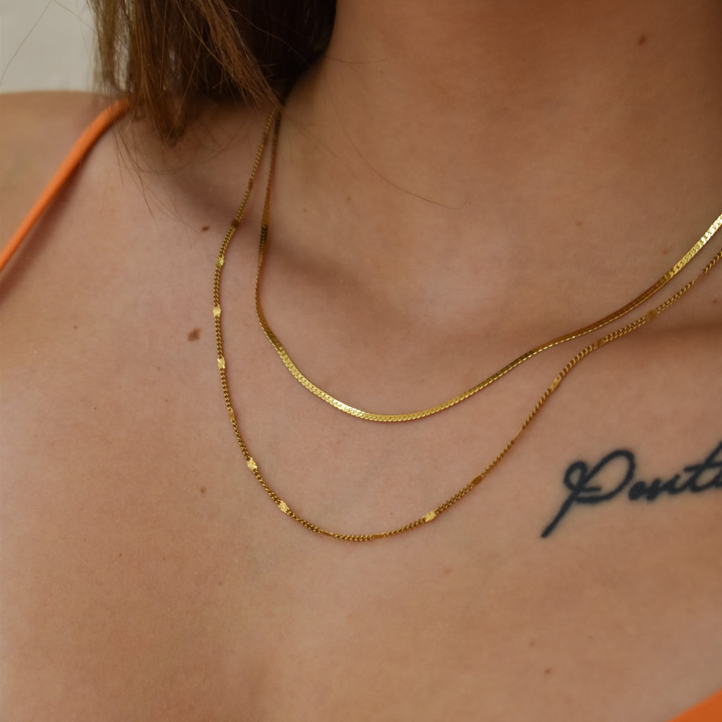 Duo de collier Clemence et Lily en acier inoxydable couleur or