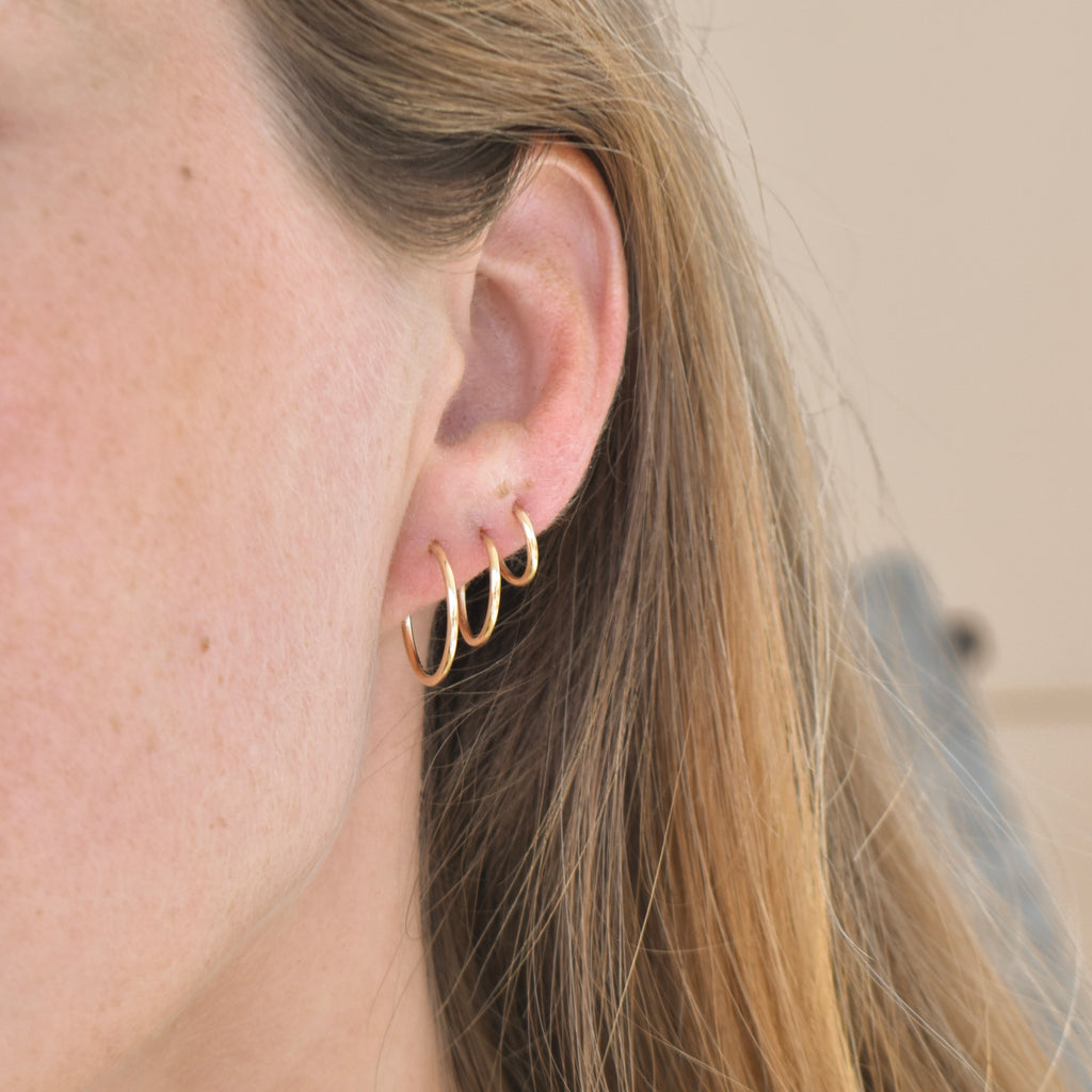 Boucles d'oreilles en or rempli 17mm, 14mm et 12mm pour femme